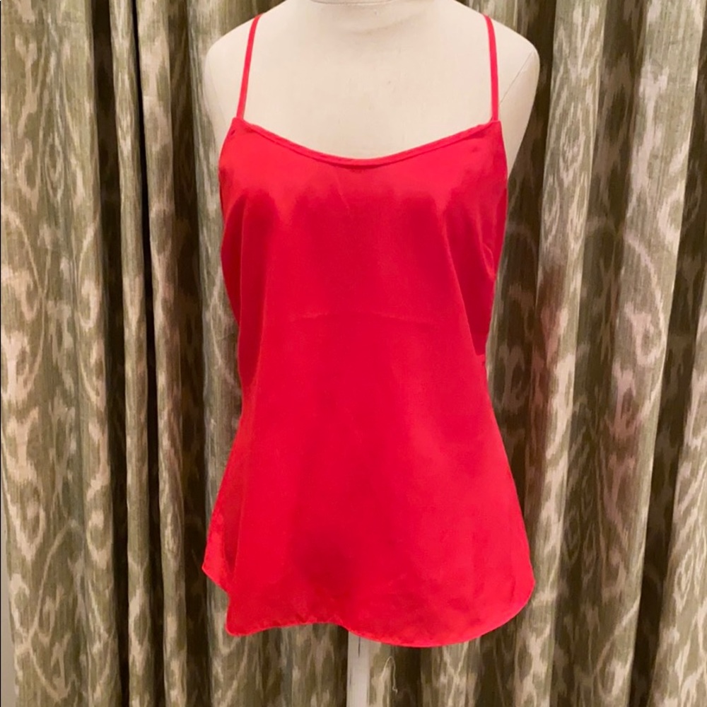 Vibrant Red JCrew Spaghetti Strap Cami Blouse